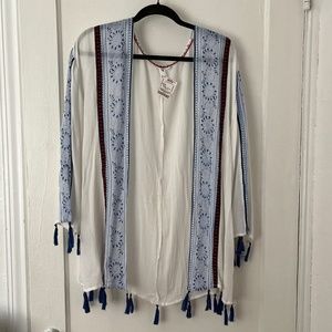 Long Sleeve Fringe Boho Open Front